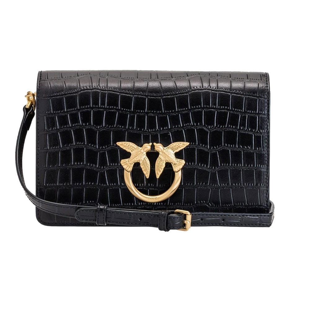 PINKO Classic Love Bag Click Pure Shapes, Black - Brushed Gold